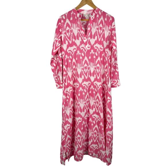 LIVRO Oversized Classic Kurta Caftan Ikat Pink & White Pockets Size XS‎ - Picture 3 of 10